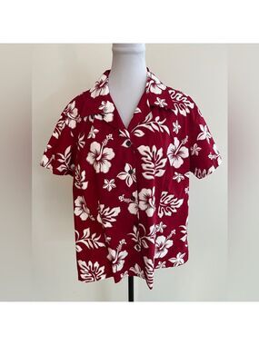 ALOHA REPUBLIC Hawaiian Shirt Button Front Short Sleeve Floral Tropical Tiki